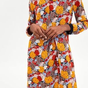 NWT Zara Floral Dress with Ribbed Trims